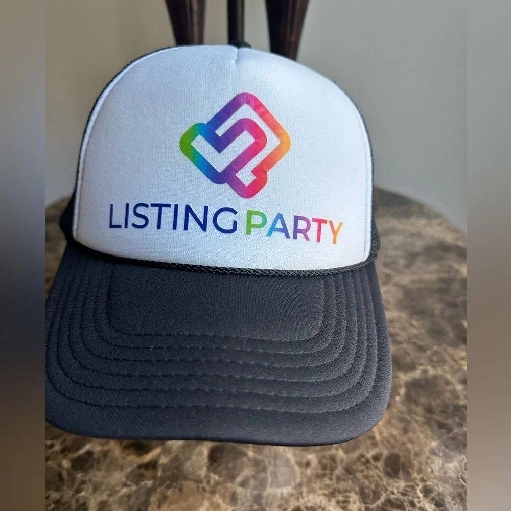 List Perfectly Black & White w/ Neon Type Baseball Cap
